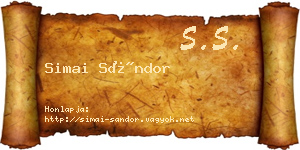 Simai Sándor névjegykártya